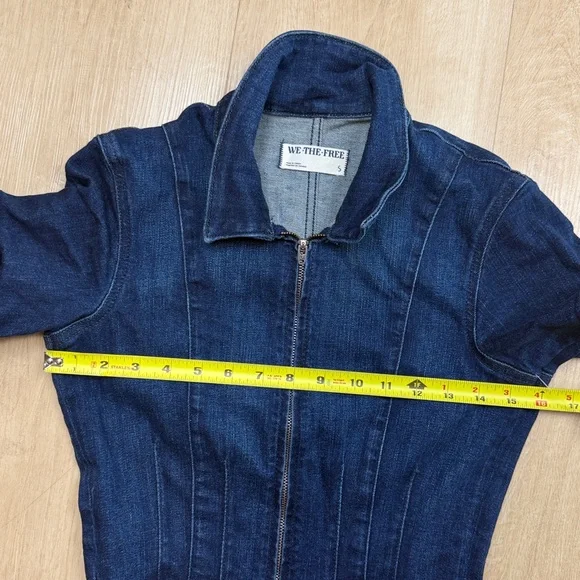 Free People Jayde Denim Flared Jumpsuit- Night Sky Dark Wash, SMALL - Picture 6 of 10